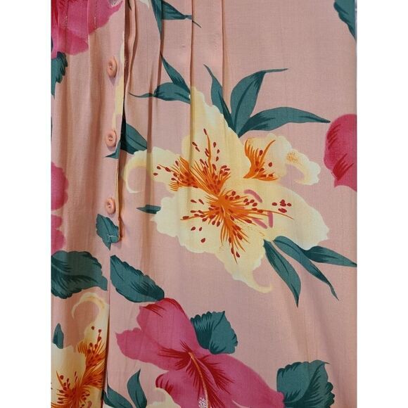 Sandro Jumpsuit, Tropical Hibiscus Floral Button Front Tie Back Wide Leg | 12 - Picture 11 of 12